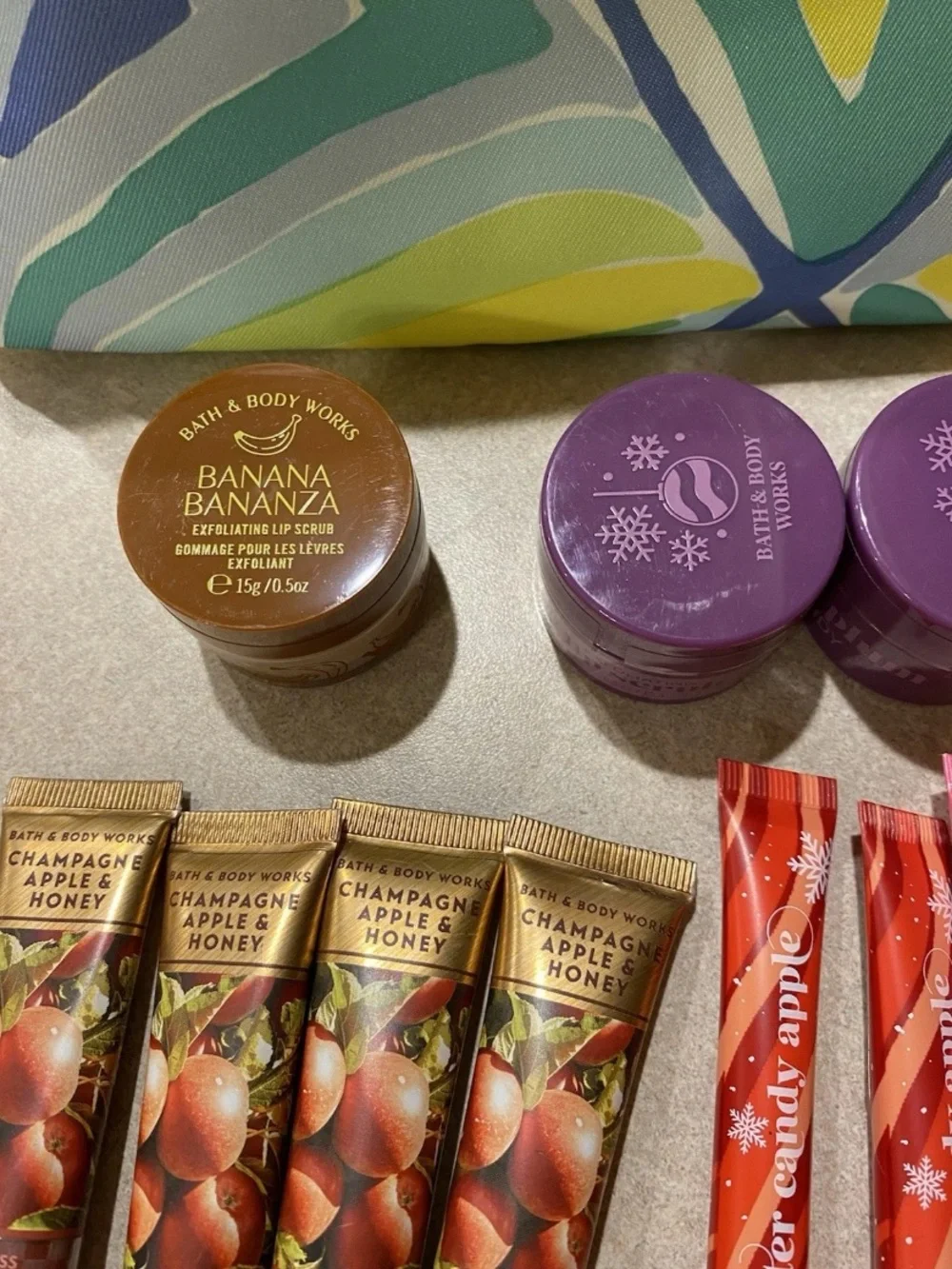 Large Bath and Body Works Lip Gloss and Lip Scrub Lot New Sealed W/Bonus Bag